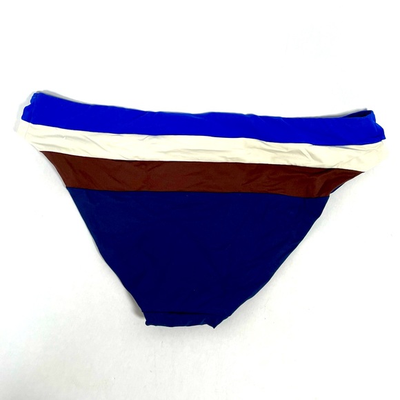 Becca Swim Bottoms Size Medium Colour Block Royal Blue Navy Blue and Brown - Picture 2 of 5